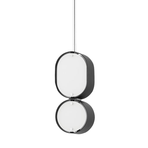 Opal 2-Light Pendant in Soft Black / Stainless Steel