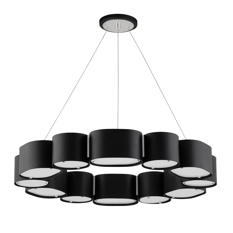 Opal 12-Light Chandelier in Soft Black / Stainless Steel