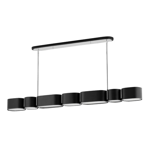 Opal 7-Light Linear Chandelier in Soft Black / Stainless Steel