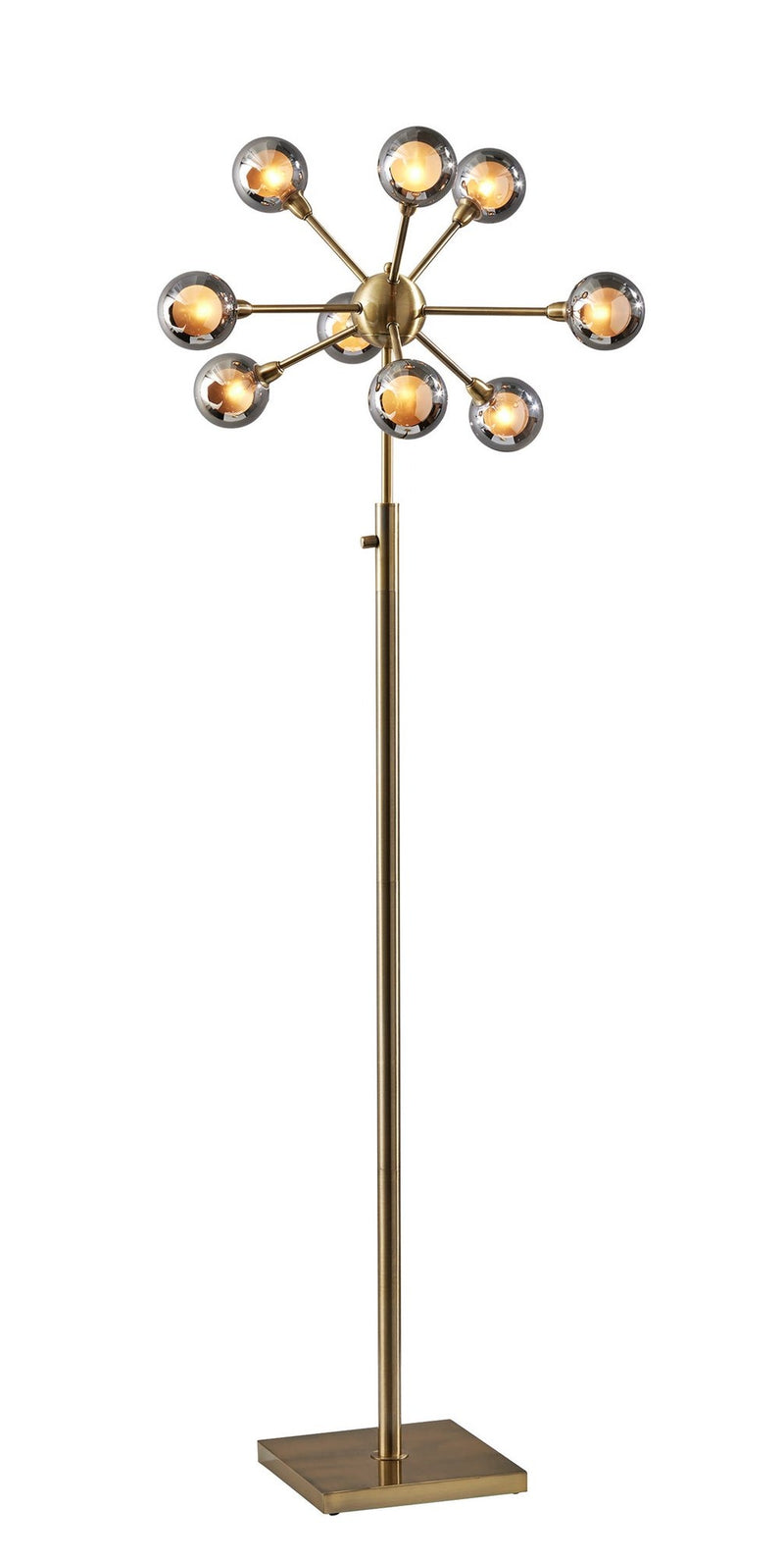 Starling 9-Light Floor Lamp in Antique Brass