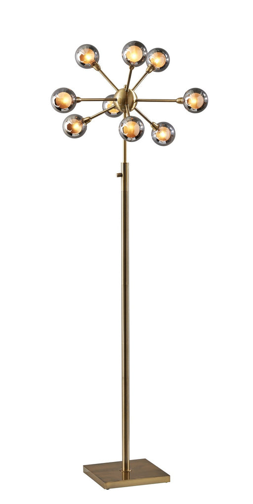 Starling 9-Light Floor Lamp in Antique Brass