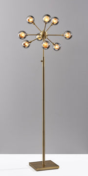 Starling 9-Light Floor Lamp in Antique Brass
