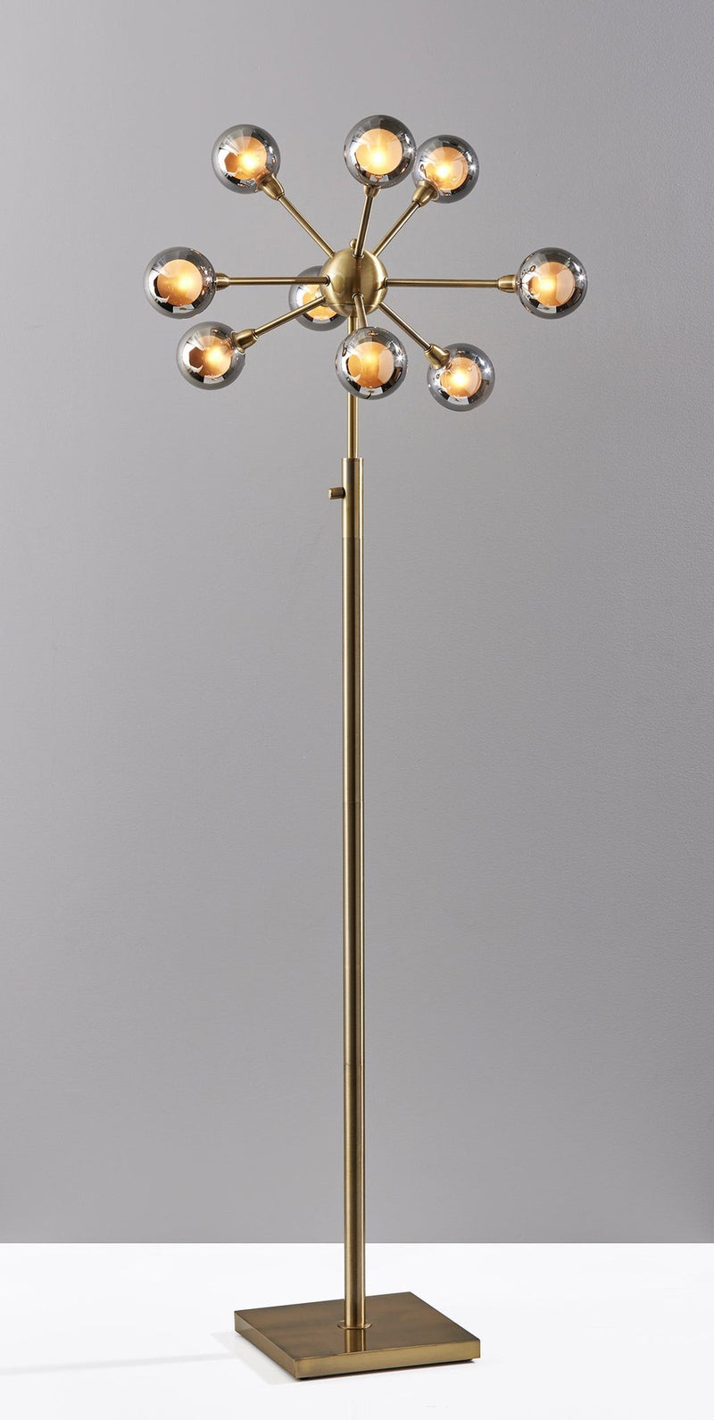 Starling 9-Light Floor Lamp in Antique Brass