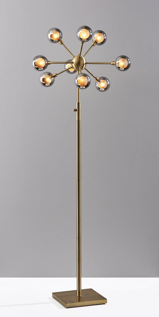 Starling 9-Light Floor Lamp in Antique Brass