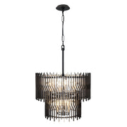 Park Row 10-Light 24" 2-Tier Pendant in Matte Black/French Gold