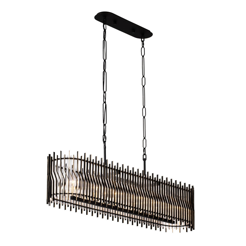 Park Row 6-Light 48" Linear Pendant in Matte Black/French Gold