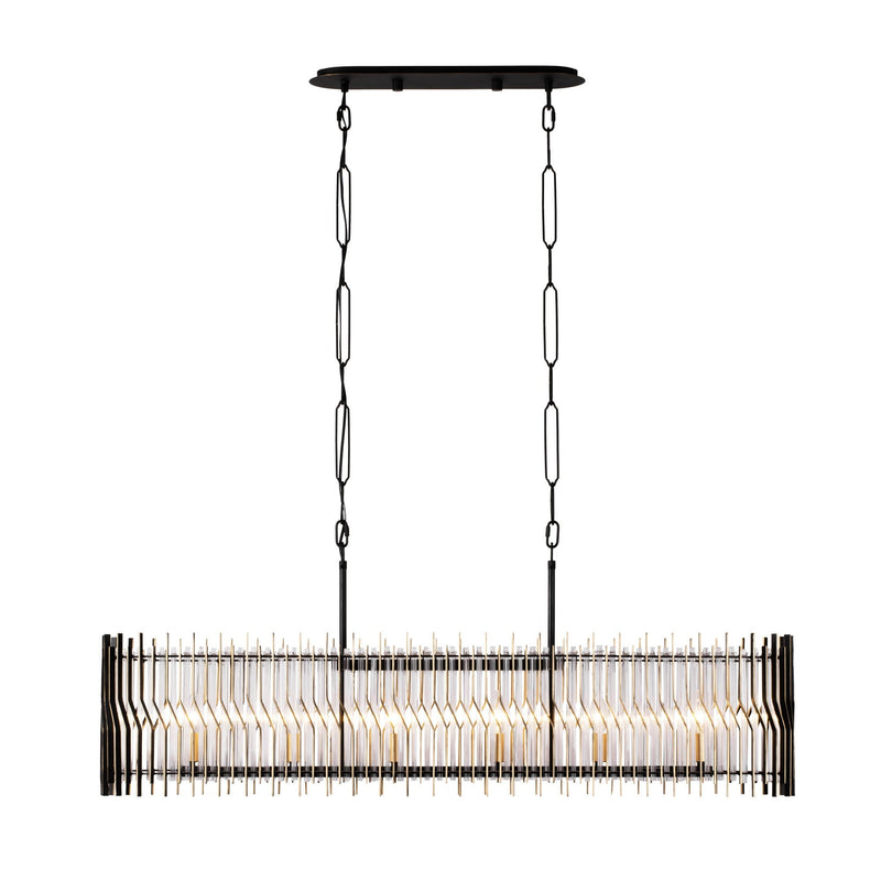 Park Row 6-Light 48" Linear Pendant in Matte Black/French Gold