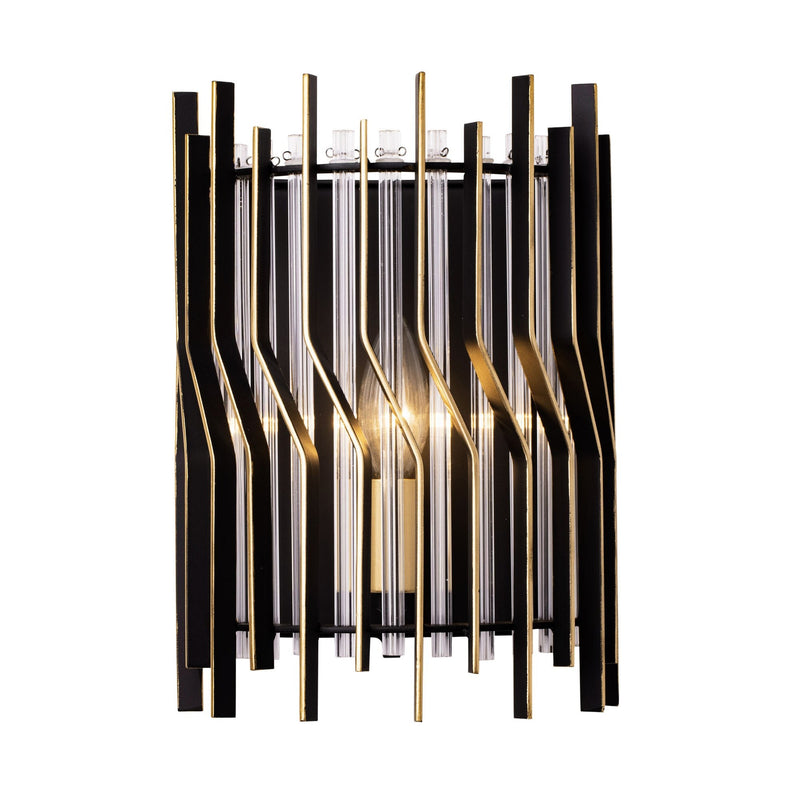 Park Row 11" Wall Sconce in Matte Black/French Gold