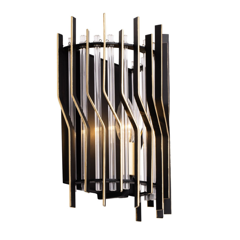 Park Row 11" Wall Sconce in Matte Black/French Gold