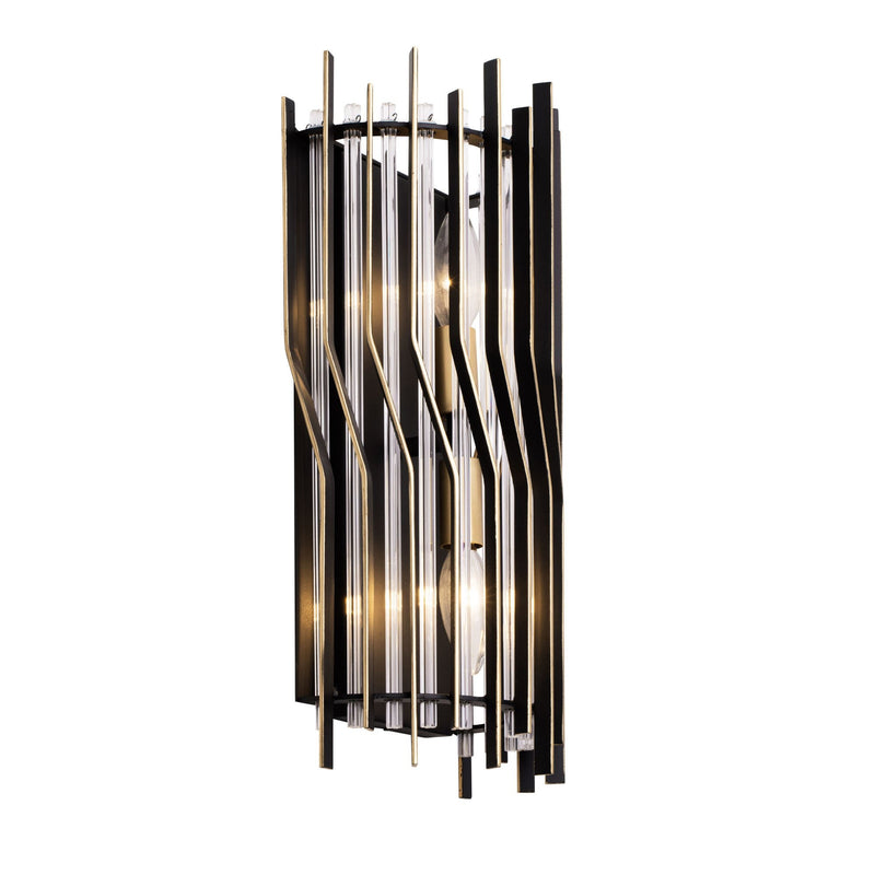 Park Row 2-Light 15.75" Wall Sconce in Matte Black/French Gold