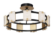 Radiant 9 Light LED Flush Mount in Black / Gold Leaf
