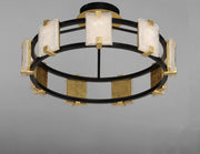 Radiant 9 Light LED Flush Mount in Black / Gold Leaf