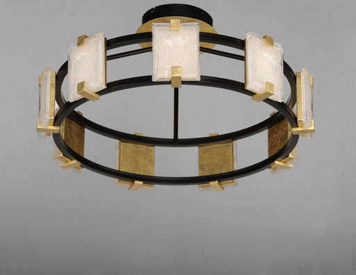 Radiant 9 Light LED Flush Mount in Black / Gold Leaf