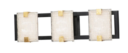Radiant 3 Light LED Bath Vanity Light in Black / Gold Leaf