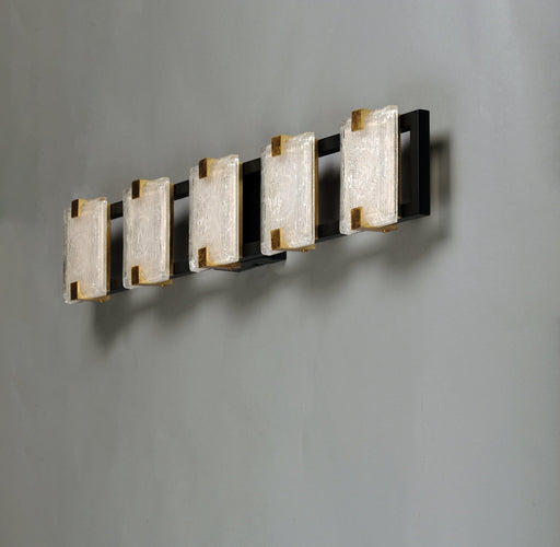 Radiant 5 Light LED Bath Vanity Light in Black / Gold Leaf
