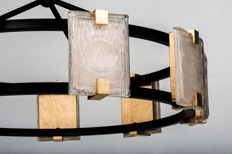 Radiant 9 Light LED Chandelier in Black / Gold Leaf