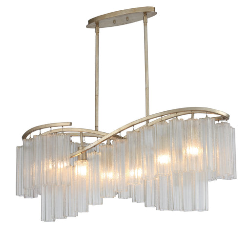 Victoria 6 Light Linear Pendant in Golden Silver