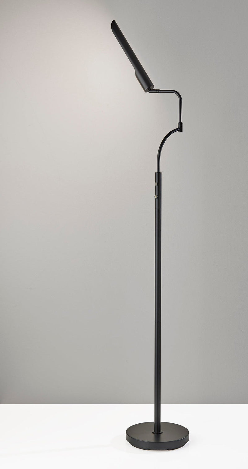 Zane LED Swing-Arm Floor Lamp in Black