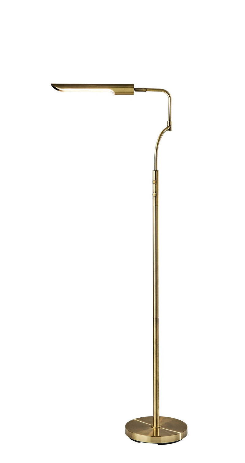 Zane LED Swing-Arm Floor Lamp in Antique Brass