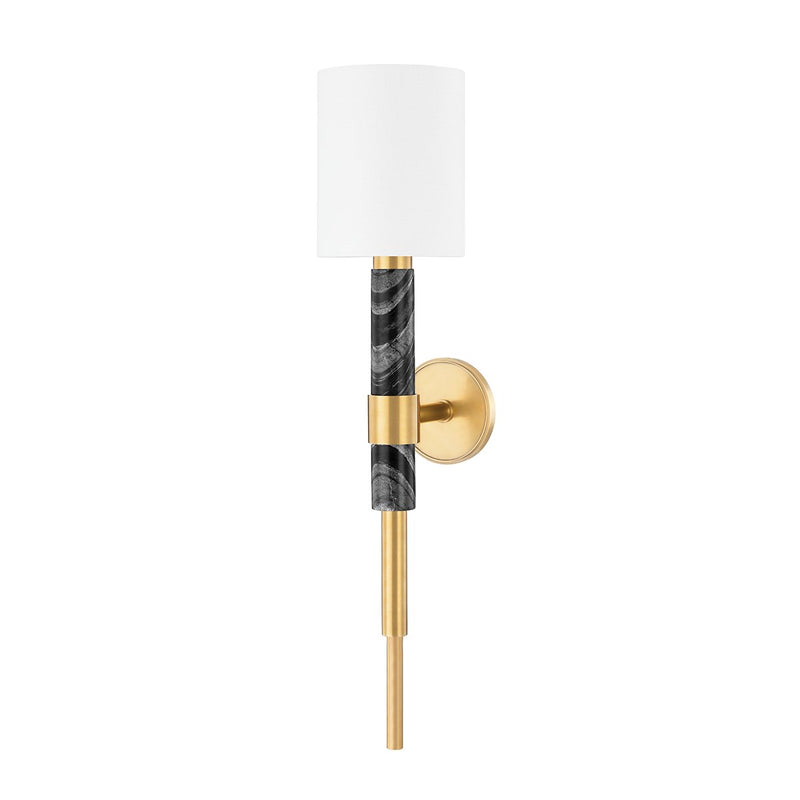 Solstice Wall Sconce in Vintage Brass / Black Marble