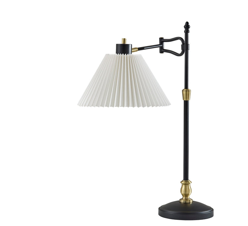 Elijah Swing-Arm Table Lamp in Black & Antique Brass