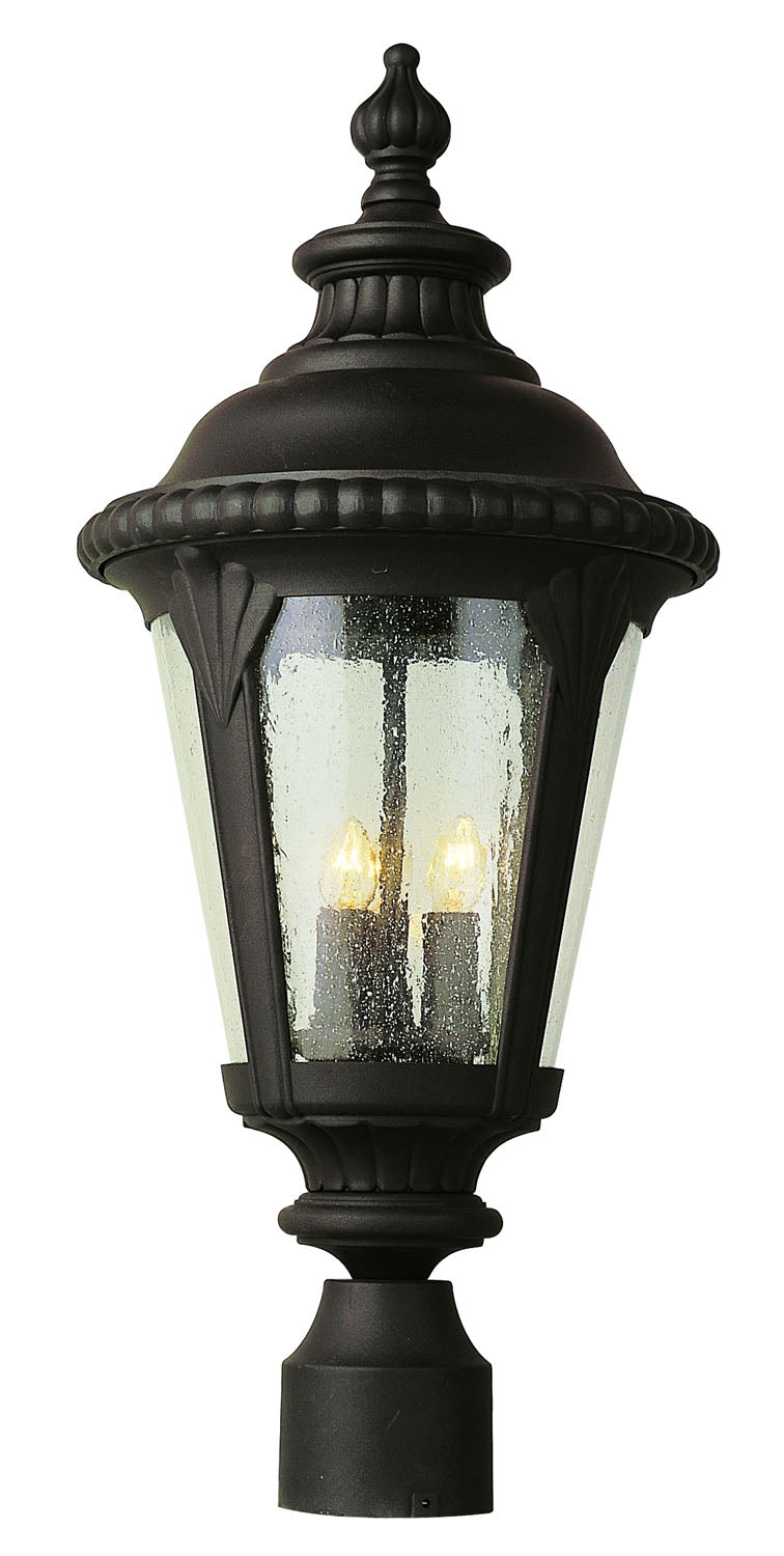 Commons 3-Light Postmount Lantern in Black with Clear Seeded Glass