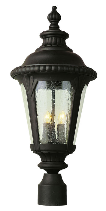 Commons 3-Light Postmount Lantern in Black with Clear Seeded Glass