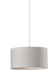 Harvest 15" Drum Pendant in Light Grey Textured Fabric