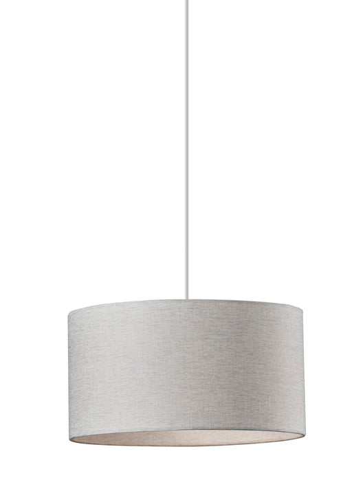 Harvest 15" Drum Pendant in Light Grey Textured Fabric