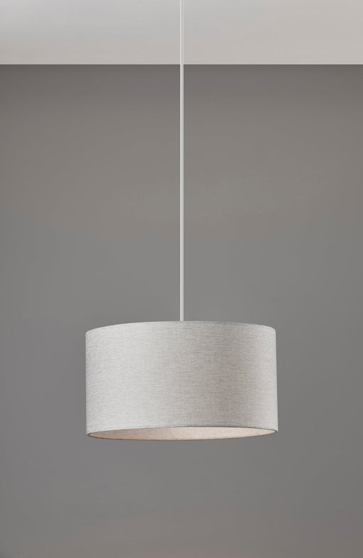 Harvest 15" Drum Pendant in Light Grey Textured Fabric
