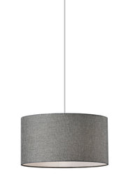 Harvest 15" Drum Pendant in Grey Textured Fabric