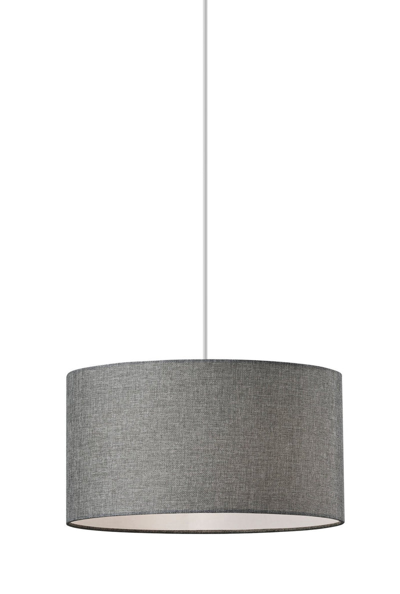 Harvest 15" Drum Pendant in Grey Textured Fabric