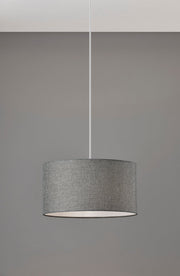 Harvest 15" Drum Pendant in Grey Textured Fabric