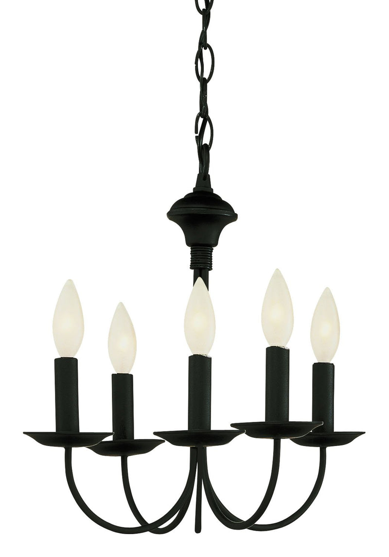Candle 5-Light 19" Chandelier in Black