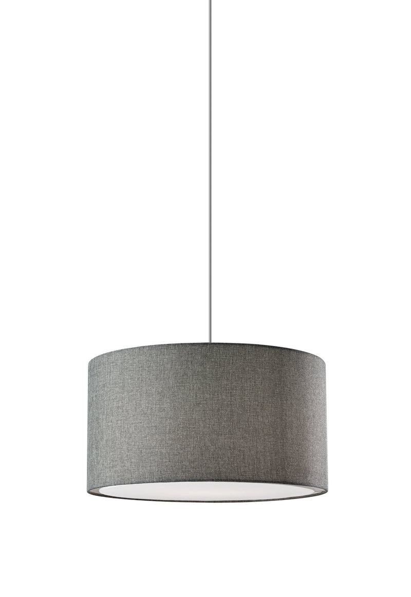 Harvest 20" Drum Pendant in Grey Textured Fabric