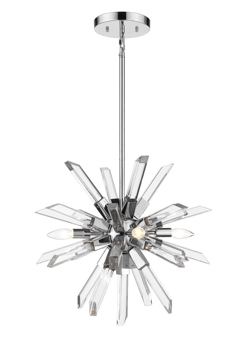 Burst 4 Light 21" Chandelier in Chrome