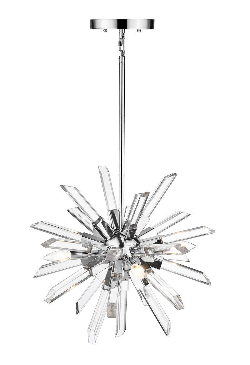 Burst 4 Light 21" Chandelier in Chrome