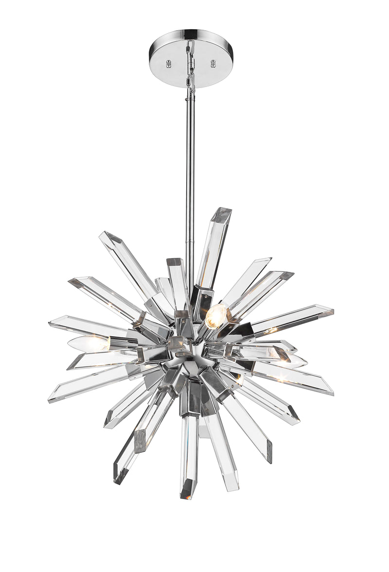 Burst 4 Light 21" Chandelier in Chrome