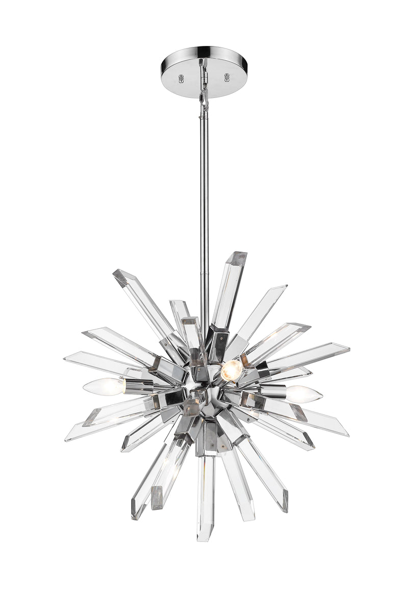 Burst 4 Light 21" Chandelier in Chrome