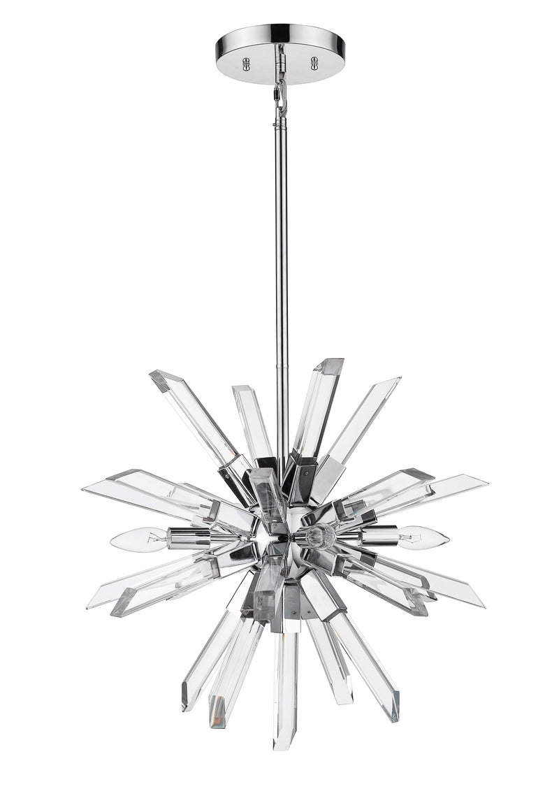 Burst 4 Light 21" Chandelier in Chrome