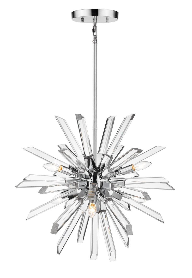 Burst 6 Light 24.75" Chandelier in Chrome