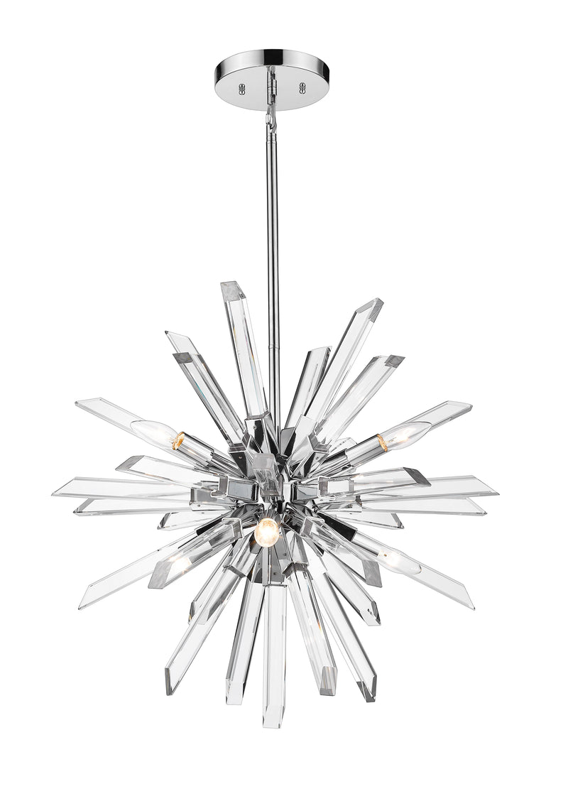 Burst 6 Light 24.75" Chandelier in Chrome
