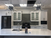 Burst 6 Light 24.75" Chandelier in Chrome in a room setting