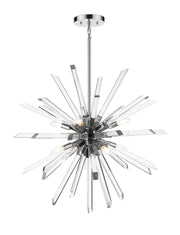 Burst 8 Light 33.25" Chandelier, 31.25" Tall in Chrome