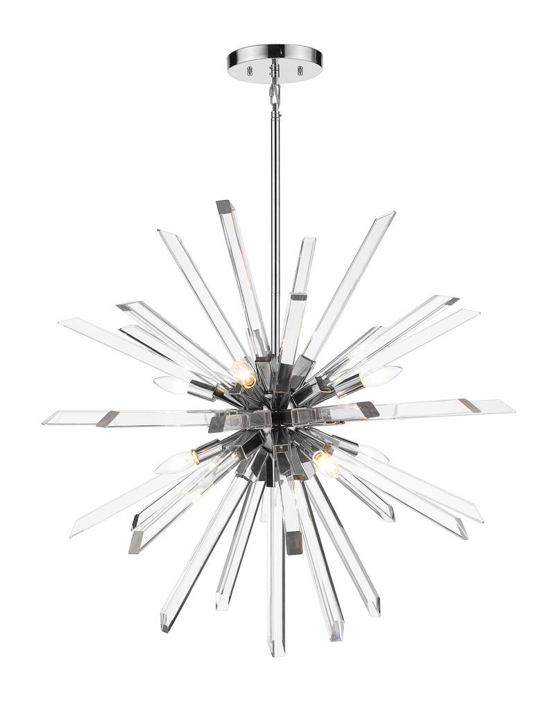 Burst 8 Light 33.25" Chandelier, 31.25" Tall in Chrome