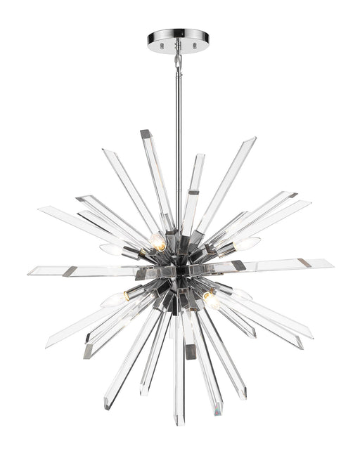 Burst 8 Light 33.25" Chandelier, 31.25" Tall in Chrome