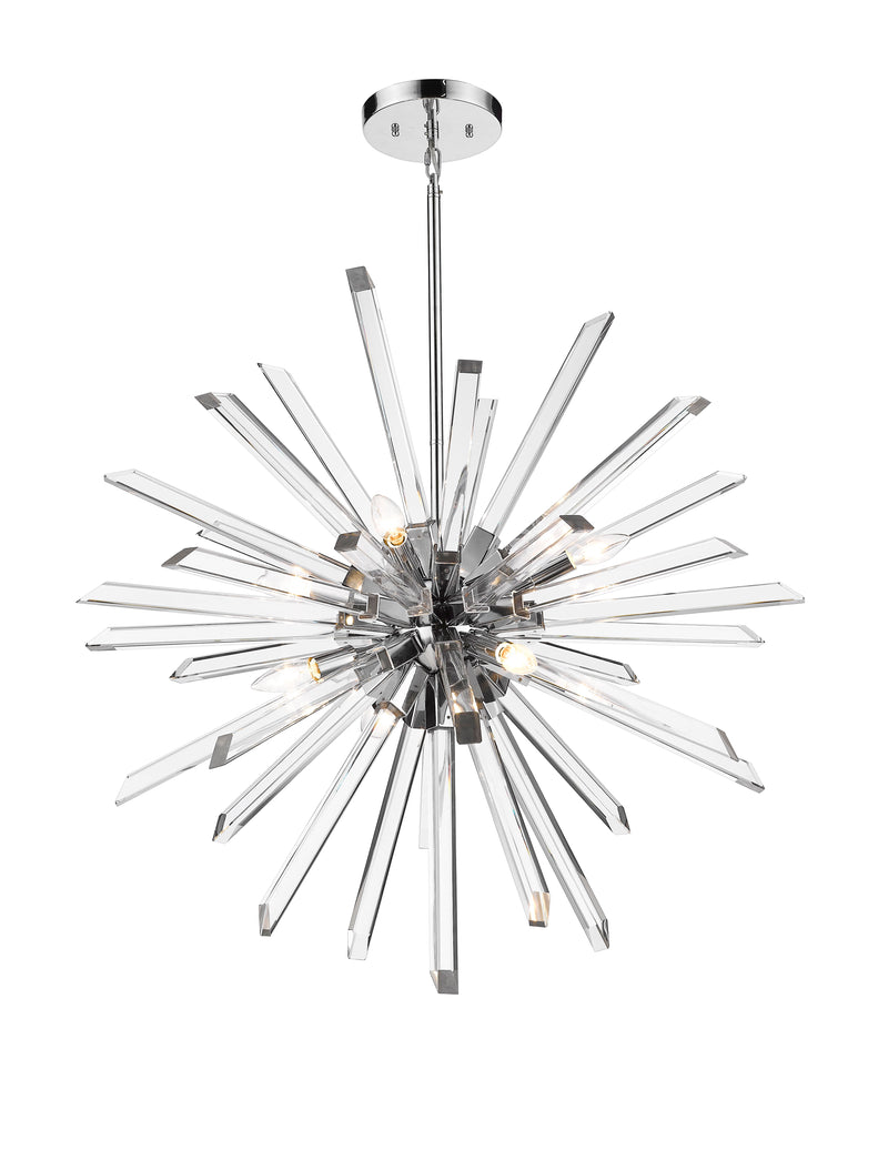 Burst 8 Light 33.25" Chandelier, 31.25" Tall in Chrome