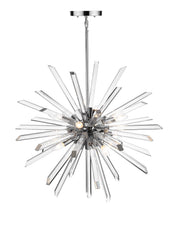 Burst 8 Light 33.25" Chandelier, 31.25" Tall in Chrome