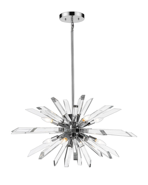 Burst 8 Light 33.25" Chandelier, 18.75" Tall in Chrome