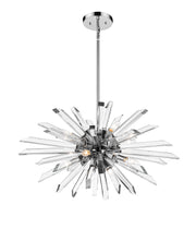 Burst 8 Light 33.25" Chandelier, 18.75" Tall in Chrome